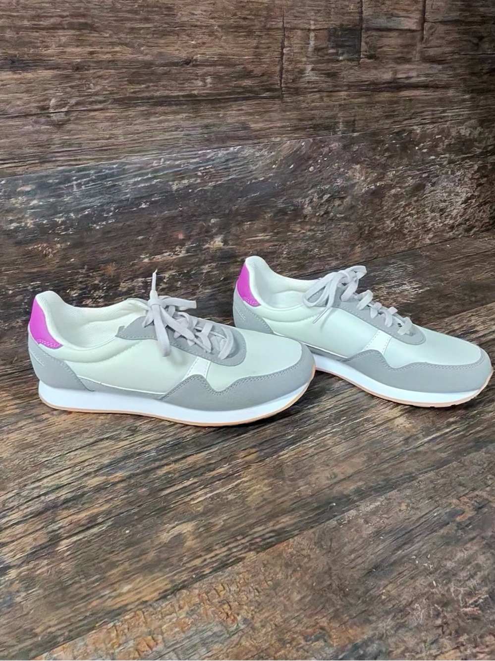 Avia Women's Gray Sneakers with Pink Heel Accent